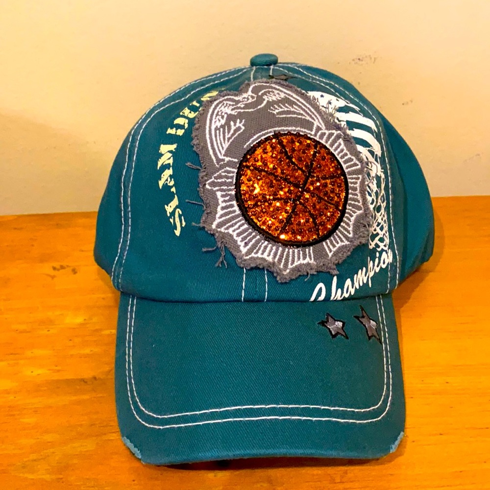 Shiny Glittery Basketball Themed Adjustable Hat